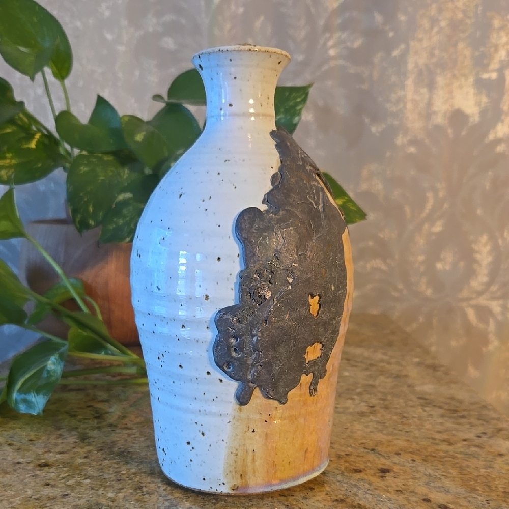 Guy De Pelteau Handcrafted Ceramic Vase with Artistic Design